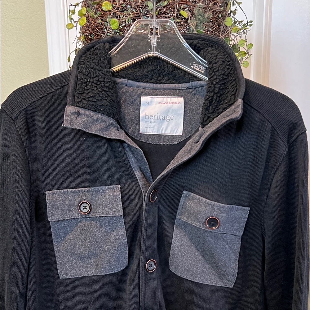 BANANA REPUBLIC, Men's Black and Gray Shirt Jacket, Sz MED